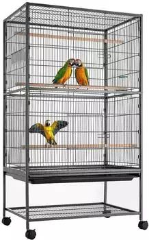 Bakaji Vogelvoliere XL 135x78x52cm Metall, Rollen, ausziehbare Schublade