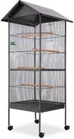 vidaXL Vogelk&auml;fig mit Dach Stahl Schwarz 66x66x155 cm