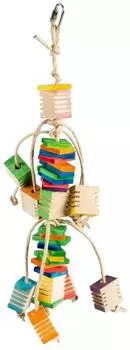 Duvo+ Vogelspielzeug Groovy Holzcluster mit Papierseil