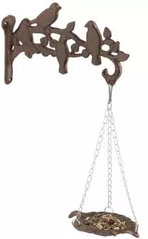 Relaxdays Vogeltränke mit Wandhalterung, Gusseisen, braun (42x25x10,5cm)