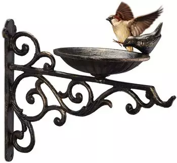 Relaxdays Vogeltränke Gusseisen, Wandmontage, vintage, bronze (10032087_490)