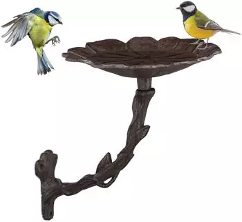 Relaxdays Vogeltränke Blumenform, Gusseisen, braun (17x20x21cm)