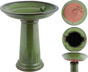 Esschert Design Vogeltränke auf Fuß Keramik grün (FB424)