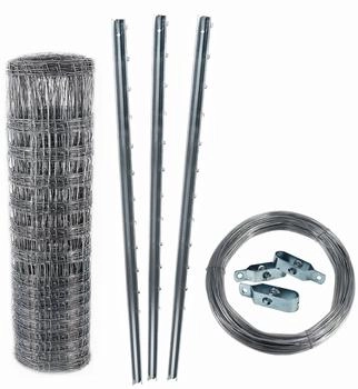 Aquagart 50m Wildzaun Forstzaun 160/20/15+ Pfosten + Spanndraht