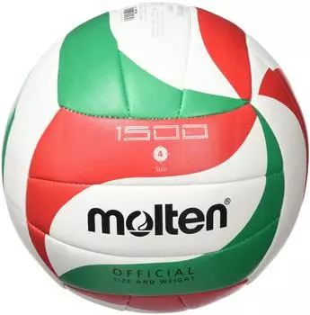Molten V4M1500 Volleyball Trainingsball Größe 4, Kunstleder, grün/rot/weiß (07304)