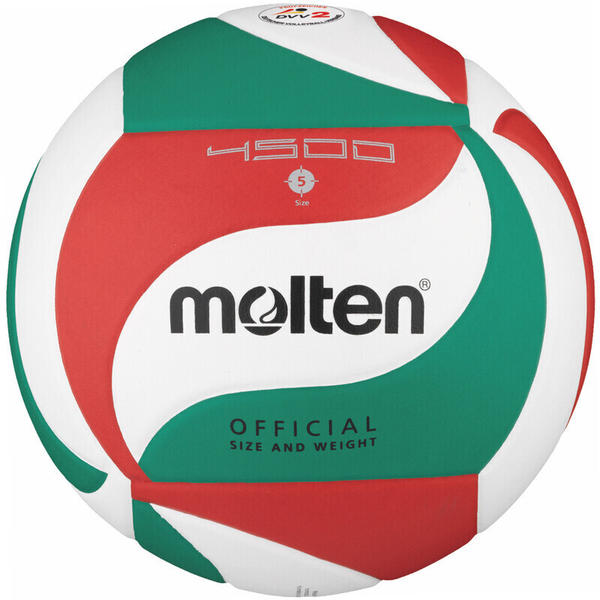 Molten Volleyball DVV 2 Wettkampfball V5M4500-DE Weiß/Grün/Rot Gr. 5
