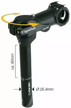 bySchulz by.schulz Stem Quill Twist SDS Vorbau 90 mm, 31,8 mm, schwarz, werkzeugfreie 90° Twist-Funktion, 8 cm Höhenverstellung, SDS Frontkappe für Zubehör