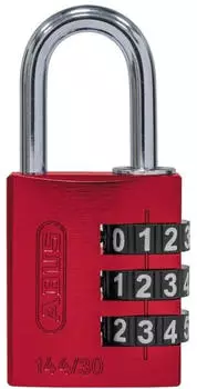 ABUS 144/30 Lock-Tag Zahlen-Vorhangschloss, Aluminium, Rot