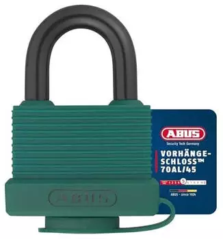 ABUS Vorhängeschloss 70AL/45 Aluminium, Schutzkappe, Sicherheitslevel 5, grün (50256)