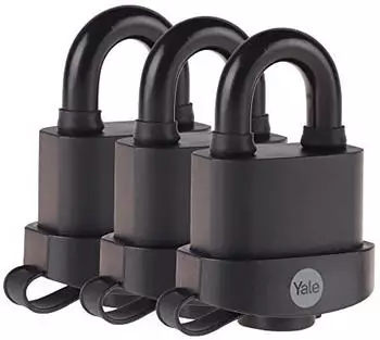Yale Y220B Hochsicherheits-Vorhängeschloss 51mm gehärteter Stahl wetterfest, 3er-Set (Y220B/51/118/3)