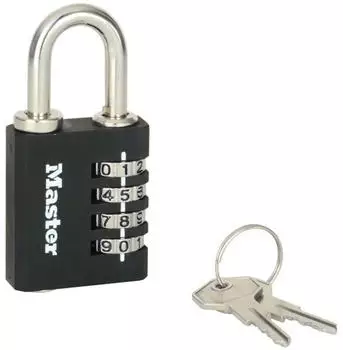 Master Lock Kombinationsschloss 40mm mit Notschl&uuml;ssel, Schwarz (7641EURDBLK)
