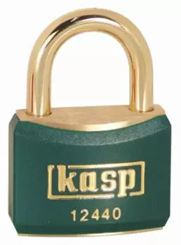 Kasp Vorh&auml;ngeschloss Messing gr&uuml;n ummantelt 40mm gleichschlie&szlig;end (K12440GREA1)