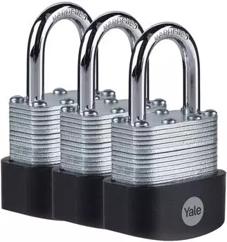 Yale Vorh&auml;ngeschloss Laminierter Stahl 40mm 3er-Set (Y125B/40/122/3)