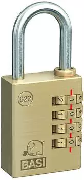 Basi VHS 622 Zahlen-Vorh&auml;ngeschloss 4-stellig Messing massiv, B&uuml;gelh&ouml;he 40mm (6220-4000)