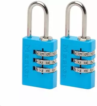 Master Lock 7620EURTCOL Aluminium Zahlenschloss 3-stellig 20mm, 2er-Pack (7620EURTCOL)