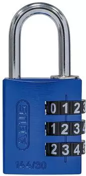 ABUS 144/30 Lock-Tag Zahlen-Vorhangschloss Aluminium, Blau (80914)