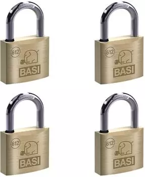 Basi VHS 612 Vorhangschloss 50mm gleichschlie&szlig;end Messing Wasserstopp 4er-Set (4x6120-5001-5006)