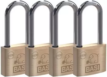 Basi VHS 612H Vorhangschloss 4er-Set, Messing, gleichschlie&szlig;end, B&uuml;gel 63mm (4x6122-4001-4005)