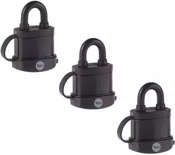 Yale Y222B Hochsicherheitsvorh&auml;ngeschloss 35mm geh&auml;rteter Stahlb&uuml;gel, 3er-Pack (Y222B/35/122/3)
