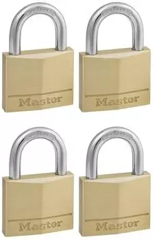 Master Lock Messing-Vorh&auml;ngeschloss 50mm 5-Stift gleichschlie&szlig;end, 4er-Set (150EURQNOP)