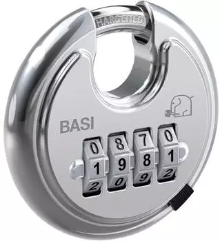 Basi RVS 610Z Diskusschloss Zahlenschloss 4-stellig Edelstahl 70mm (6100-7050)