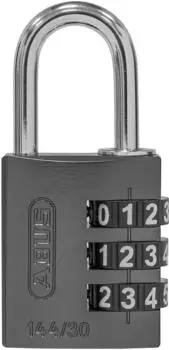 ABUS Lock-Tag Zahlen-Vorhangschloss Aluminium, schwarz (144/30)
