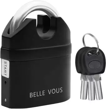 BELLE VOUS Vorh&auml;ngeschloss mit Alarm 110dB, wetterfest, 3 Schl&uuml;ssel (BVOUS-LST-16)