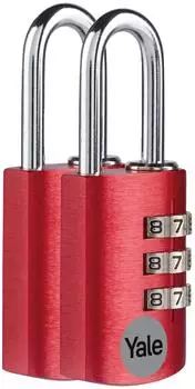 Yale Kombinations-Vorh&auml;ngeschloss 20mm Aluminium, 2er-Set (YE3CB/20/121/2/CO)