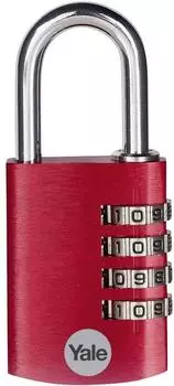Yale YE3CB Zahlenschloss Aluminium, 38mm, rot (YE3CB/38/131/1/CO)