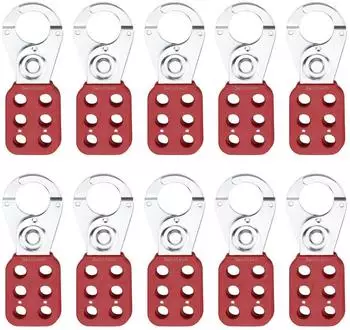 LuxusKollektion Lockout Hasp Stahl, rot, 6 Löcher, 25mm, 10 Stück