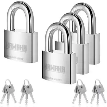 LuxusKollektion Vorhängeschloss Edelstahl 50mm, 4er-Set mit 12 Schlüsseln