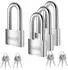 LuxusKollektion Vorhängeschloss langer Bügel 50mm Edelstahl, 4er-Set gleichschließend