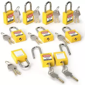 LuxusKollektion Sicherheitsvorhängeschloss Lockout Tagout 38mm gelb, 10er-Pack