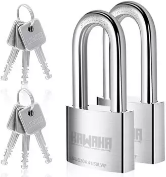 LuxusKollektion KAWAHA Vorhängeschloss Edelstahl 50mm gleichschließend 2er-Set (KAWAHA)