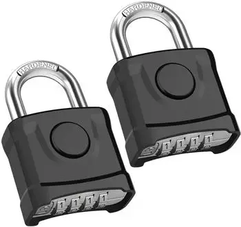 LuxusKollektion Zahlenschloss 4-stellig, 8mm Schäkel, wasserdicht, 2er-Pack