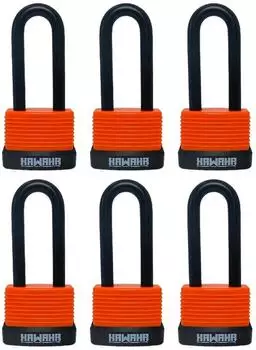 LuxusKollektion Vorhängeschloss-Set 6-tlg., Aluminium, langer Bügel, wasserdicht (92/40L-6P)