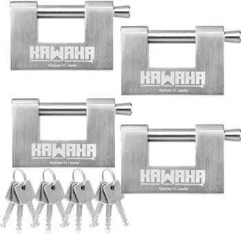 LuxusKollektion D-Form Vorh&auml;ngeschloss Edelstahl 80mm gleichschlie&szlig;end, 4er-Pack
