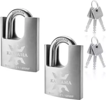 LuxusKollektion Vorh&auml;ngeschloss Edelstahl 60mm gleichschlie&szlig;end 2er-Pack (KAWAHA)