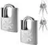 LuxusKollektion Vorhängeschloss Edelstahl 60mm gleichschließend 2er-Pack (KAWAHA)