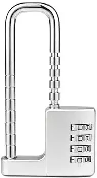 LuxusKollektion Zahlenschloss langer Bügel 4-stellig wetterfest silber