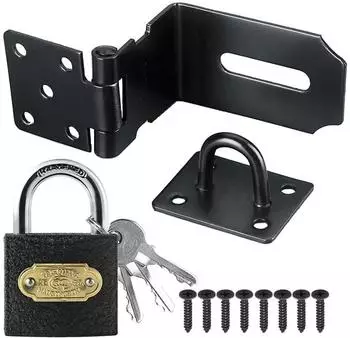 LuxusKollektion T&uuml;rschloss-Haspe 90&deg; rechtwinklig, Edelstahl, schwarz, 3 Zoll
