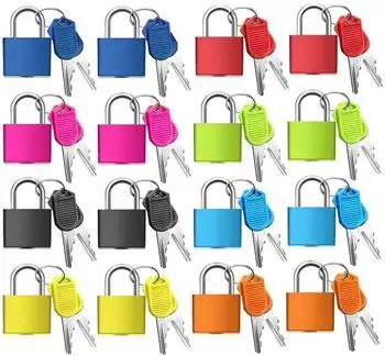 LuxusKollektion Mini-Vorh&auml;ngeschl&ouml;sser mit Schl&uuml;ssel, bunt, 34mm, 16er-Set
