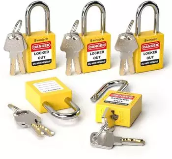 LuxusKollektion Sicherheitsvorh&auml;ngeschloss Lockout Tagout 38mm gelb, 5 St&uuml;ck