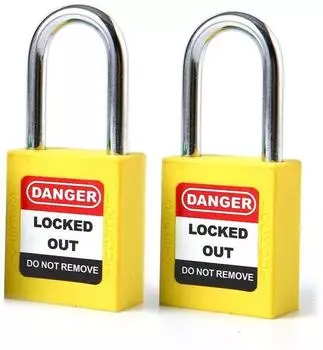 LuxusKollektion Lockout Tagout Vorh&auml;ngeschloss Kunststoff, gelb, 38mm, 2er-Set
