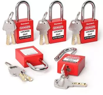 LuxusKollektion Sicherheitsvorh&auml;ngeschloss Lockout Tagout, rot, 38mm, 5er-Pack
