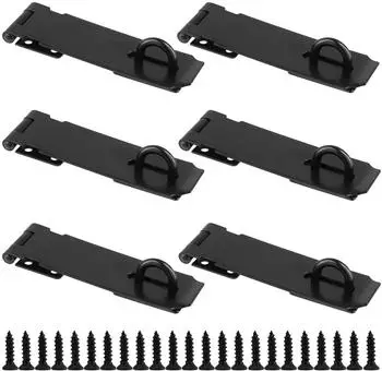 LuxusKollektion Vorh&auml;ngeschloss Haspe 6er-Set, Edelstahl, schwarz, 15,9x3,9cm