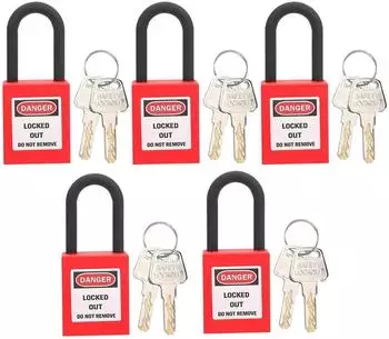 LuxusKollektion Sicherheitsvorh&auml;ngeschloss-Set 38mm, rot, 5er-Set (2 Schl&uuml;ssel)