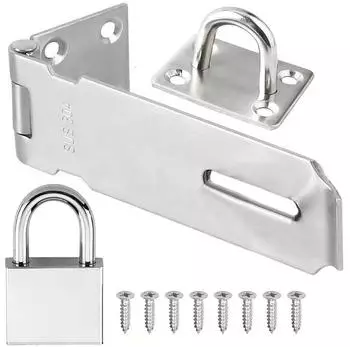 LuxusKollektion Edelstahl-Haspe mit Vorhängeschloss, 4 Zoll, silber