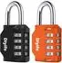 LuxusKollektion Vorhängeschloss 4-stellig wetterfest Metall, 2er-Pack, schwarz/orange