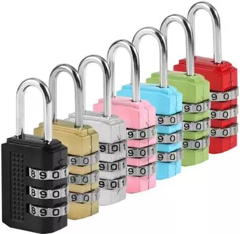 LuxusKollektion Zahlenschloss-Vorhängeschloss, bunt, 7er-Set